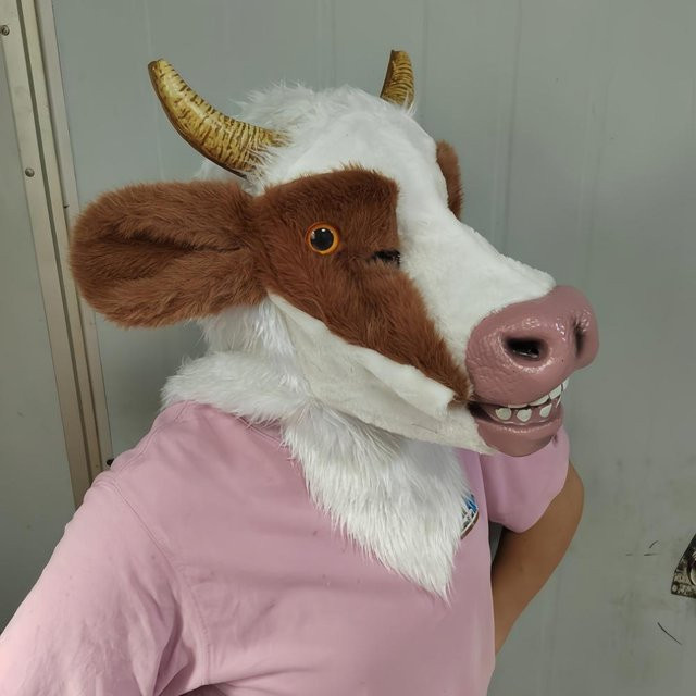Plüsch-Kuhmaske braun unisex - Bild 1