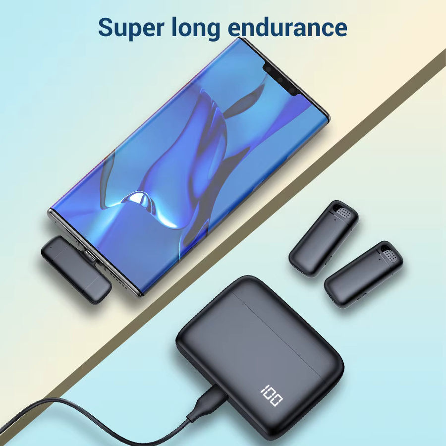 AyeBeau Kabelloses Dual-Lavalier-Mikrofon in Schwarz für iPhone, Android und PC - Bild 3