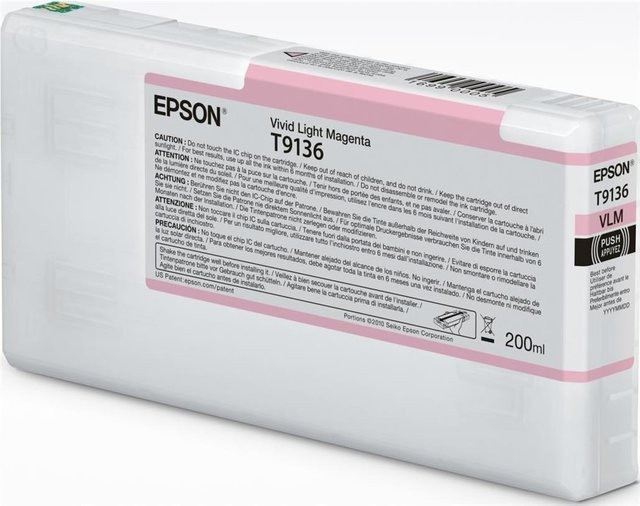 Epson T9136 Tintenpatrone Vivid Light Magenta 200 ml für SureColor SC-P5000 STD Spectro, SC-P5000 Violet und SC-P5000 Violet Spectro - Bild 1
