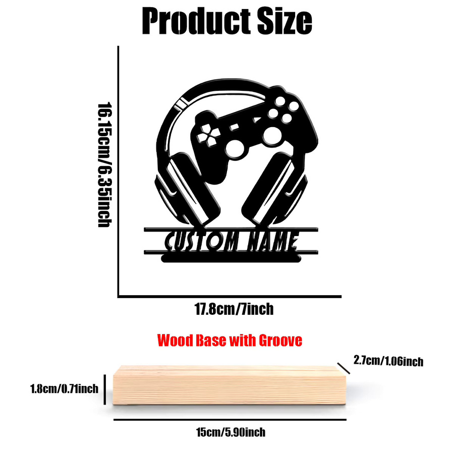 Individuelles Headset-Gamer-Stativ aus Holz und Metall in Schwarz - Bild 2