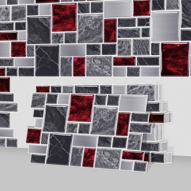 Selbstklebende 3D-Marmor-Wandpaneele in Steinoptik, Wasserdichte Ziegelstein-Tapete für Deine Hausrenovierung, Mehrfarbig - Bild 1