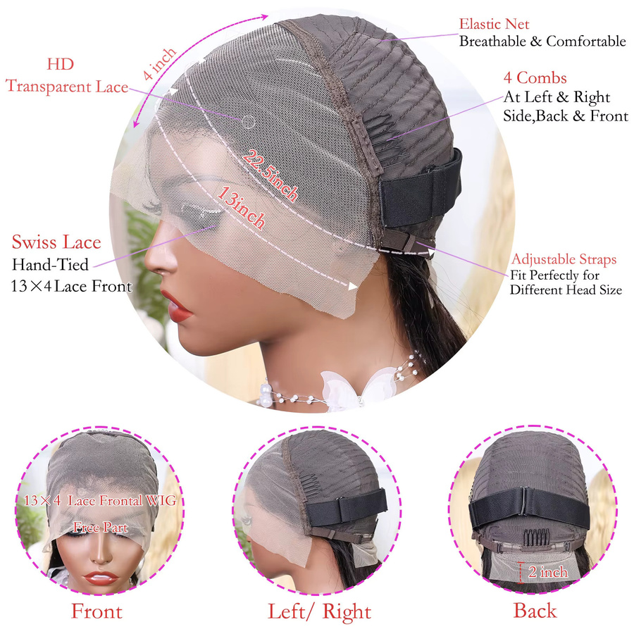 Duoxuan Bob-Perücke, 100% Echthaar, Blonde Highlights, 16 Zoll - Bild 6