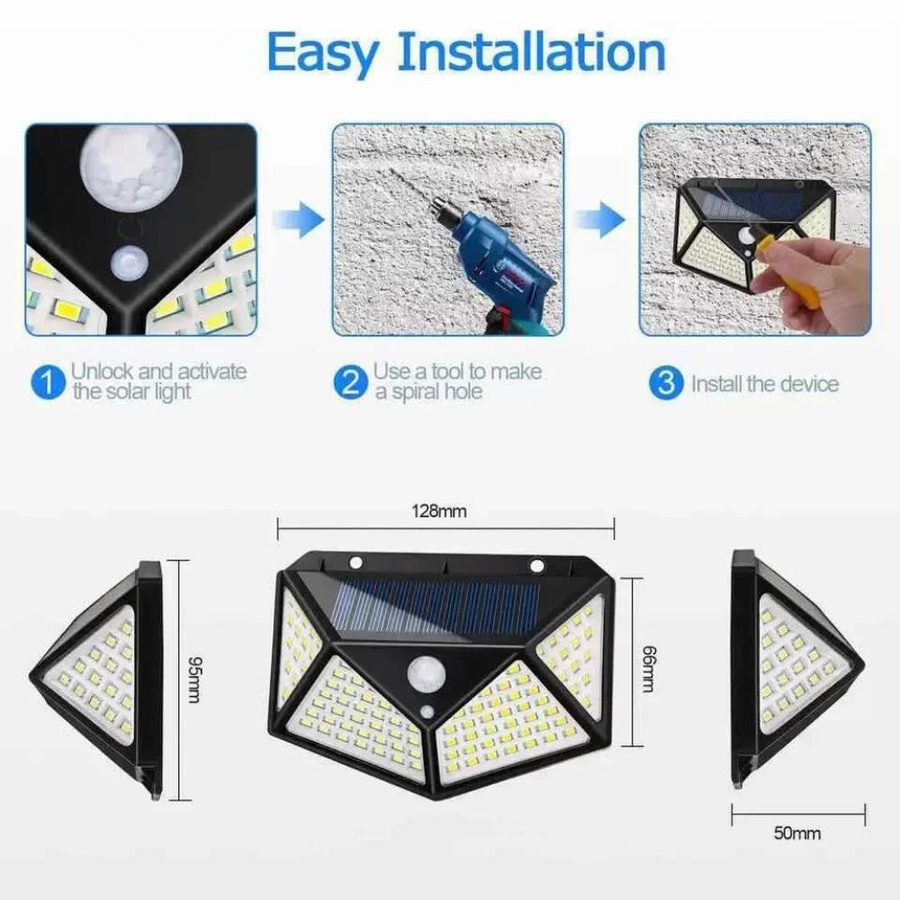 LIUXING Solar-LED-Wandstraßenlampe mit Bewegungsmelder und 3 Beleuchtungsmodi, wasserdichte Außenbeleuchtung für Garten und Treppen, Weiß - Bild 6