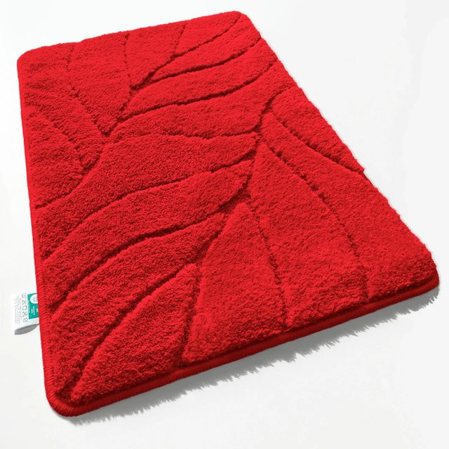 Karat Badematte Maris Badvorleger mit Blattstruktur in Rot, B/B: 60 x 120 cm - Bild 1