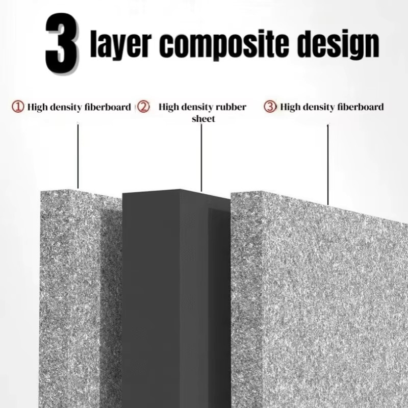Graue Schallabsorptionsmatte aus 3-Schicht-Schaumstoff mit 5 cm Dicke zur Lärmreduzierung und als Anti-Vibrations-Matte für den Innenraum oder als Klavierunterlage - Bild 2