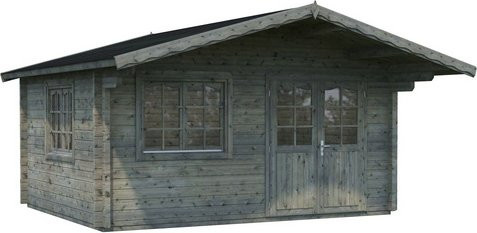 Blockbohlenhaus Helena von PALMAKO in Grau, rustikales Blockhaus aus Holz mit B/H/T: 514 x 285 x 360 cm - Bild 1