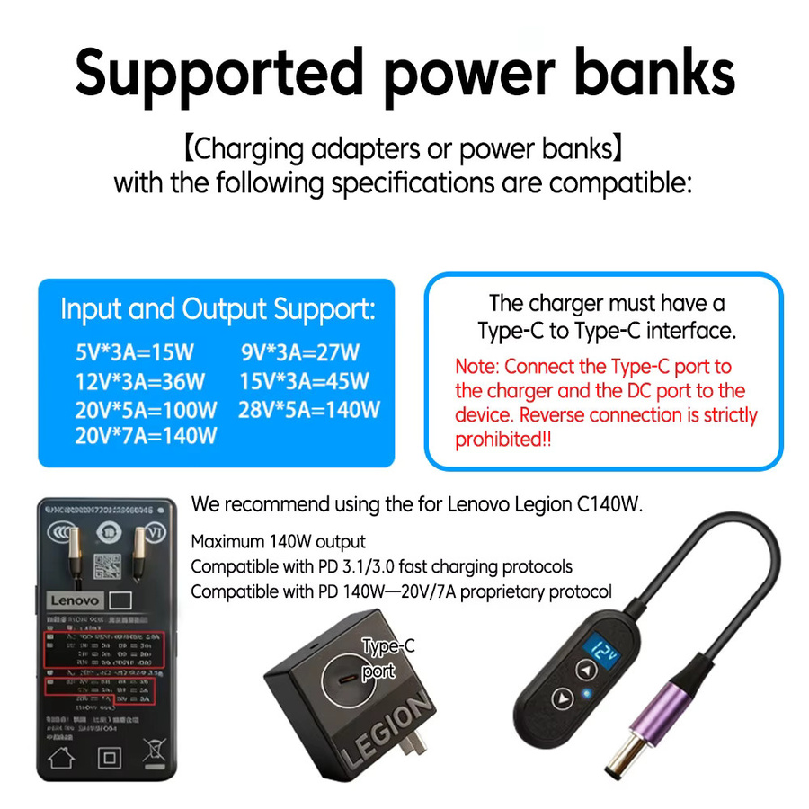 Olaf USB-C zu DC Adapter Einstellbares Boost-Konverterkabel in Schwarz für WLAN-Router - Bild 3