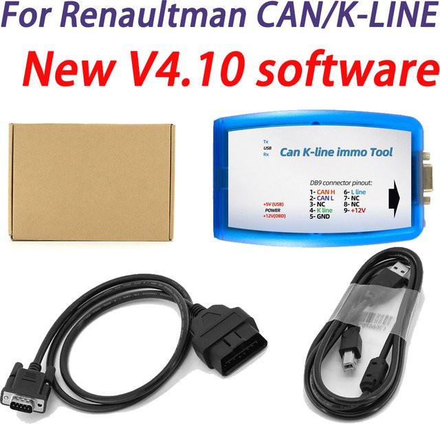 OBDOK Renault Can K-Line ECU Immo Tool mit V4.10 4.09 Software, OBD2 Auto-Programmierwerkzeug für R und W EEPROM oder Flash, Blau - Bild 1