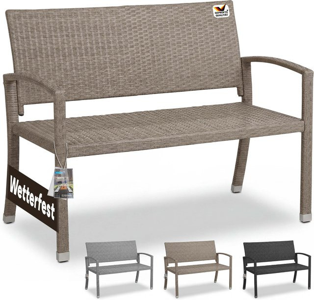 CASARIA Gartenbank aus Polyrattan in Beige mit modernem Design, B/T/H: 122 x 58 x 87 cm - Bild 1