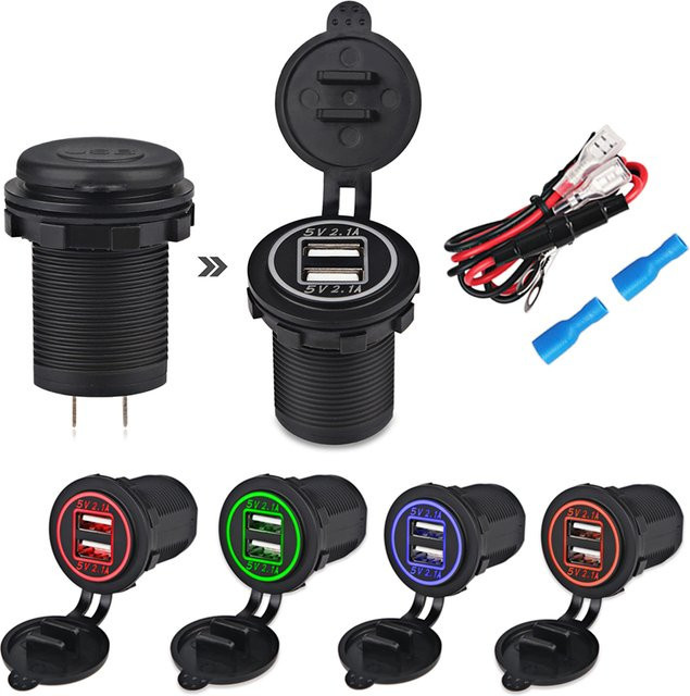 Dual USB Auto Ladegerät für Zigarettenanzünder 12V-24V mit LED-Anzeige in Schwarz - Bild 1