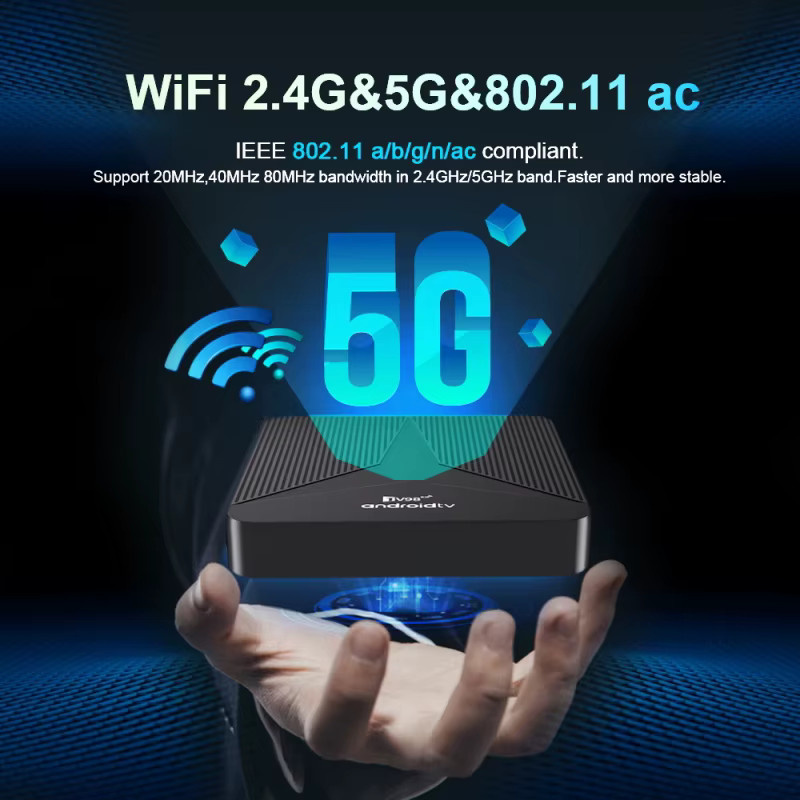 CLIBABIQBOX TV98 ATV RK3518 Smart Android 14 TV-Box mit Sprachfernbedienung, Dual-WLAN, 4G, 5G, BT5.0, HD 8K 4K Unterstützung, Schwarz - Bild 3
