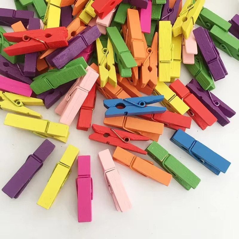Mini-Holzklammern in Mehrfarben 25mm für Bastelarbeiten und Dekoration 50 Stück - Bild 3