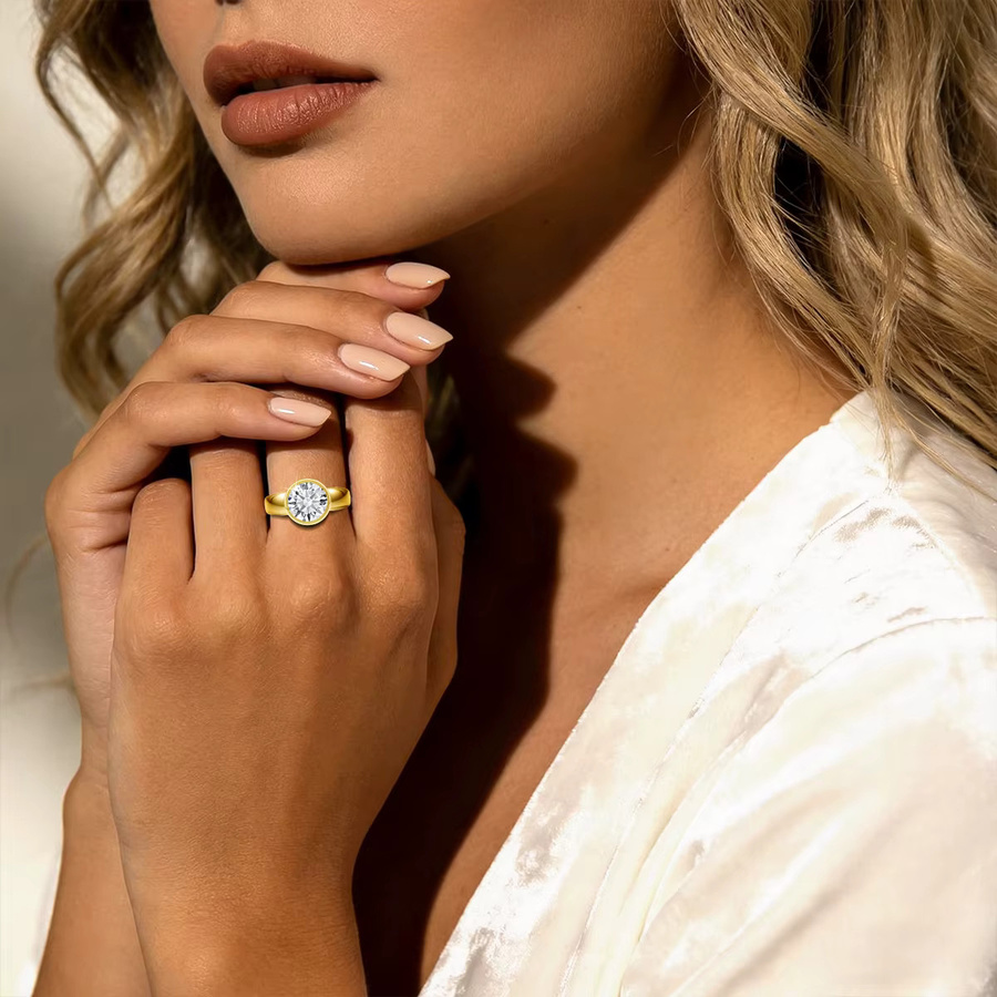 szjinao Moissanit-Ring, 5 Karat, 14K Gold Filled, Damen - Bild 3