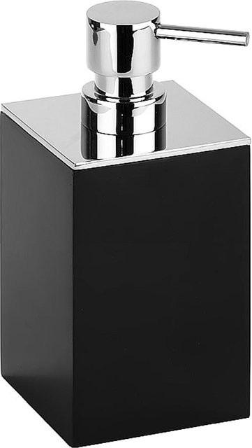 Brillantbad MAX Seifenspender aus Polyresin in Schwarz und Chrom mit 200 ml Fassungsvermögen, B/T/H: 7,5 x 16,0 x 8,6 cm - Bild 1