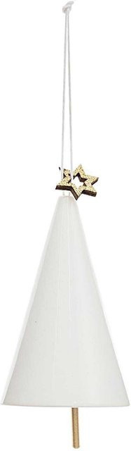 Rico Design Porzellanhänger Glöckchen für den Weihnachtsbaum in Weiß, Höhe: 9,0 cm, Breite: 5,5 cm - Bild 1