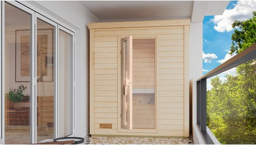 KARIBU Saunahaus Suurlaht aus Fichtenholz in Beige für 1 Person, B/T/H: 196 x 113 x 228 cm - Bild 1