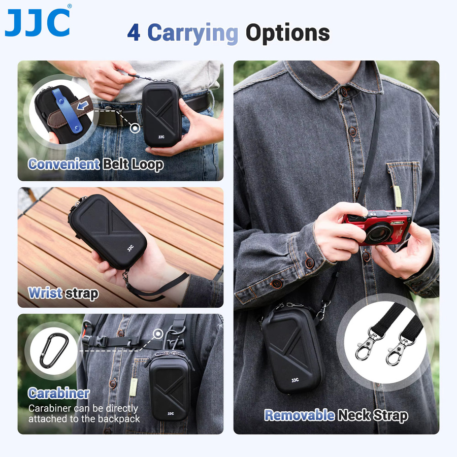 JJC Kompakte Kameratasche für Olympus TG-Serie in Schwarz mit Schultergurt-Karabiner - Bild 3