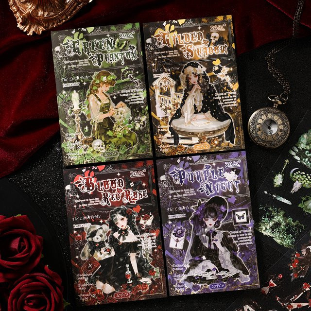 20 Stück Gothic Lolita Charakter PET Aufkleber in Multicolour für ästhetische Collagen - Bild 1