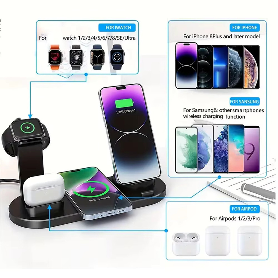 KEPHE Universelle kabellose Ladestation für iPhone und AirPods Pro mit Schnellladefunktion in Schwarz oder Weiß - Bild 5