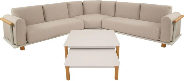 Lesli Lounge-Eckset Mezio 5-teilig in Crema mit Aluminiumgestell und wetterfesten Polstern - Bild 1