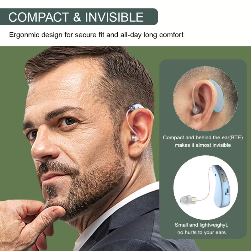 Unsichtbares In-Ear Hörgerät mit intelligenter Geräuschreduzierung und magnetischer Ladehülle in Schwarz oder Weiß - Bild 3