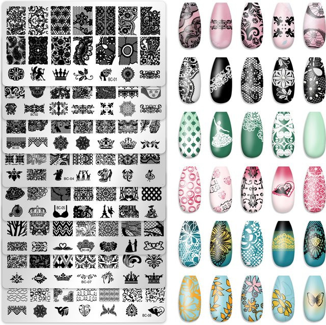 JEARLYU Nail Art Stamping Platte, Schmetterling Spitze Muster - Bild 1