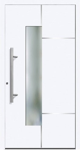 KNOCK Flügelüberdeckende Kunststoff-Haustür PARIS in Weiß mit Glaseinsatz, modern, Höhe: 210,0 cm, Breite: 100,0 cm - Bild 1