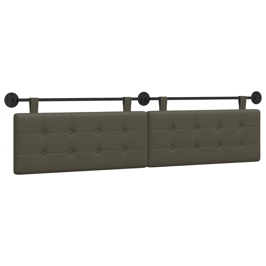 vidaXL Wandmontiertes Polsterpaneel aus Kunstleder in Grau, B/H/T: 210 x 55 x 5 cm - Bild 2