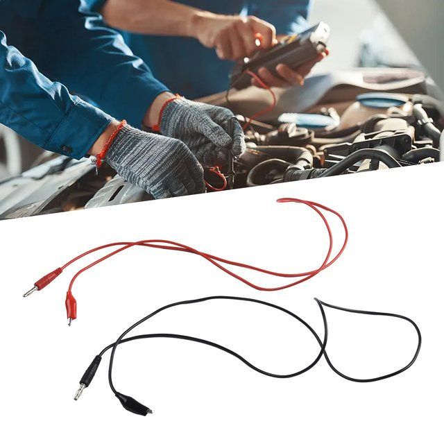 HP Multimeter Testkabel Set mit 4mm Bananensteckern und Krokodilklemmen in Schwarz und Rot, P1038 - Bild 1