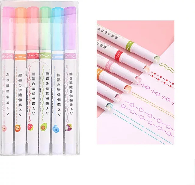 kissbuty Kunst Marker Set mit 6 Stiften in Multicolour für Zeichnungen und Tagebuch - Bild 1
