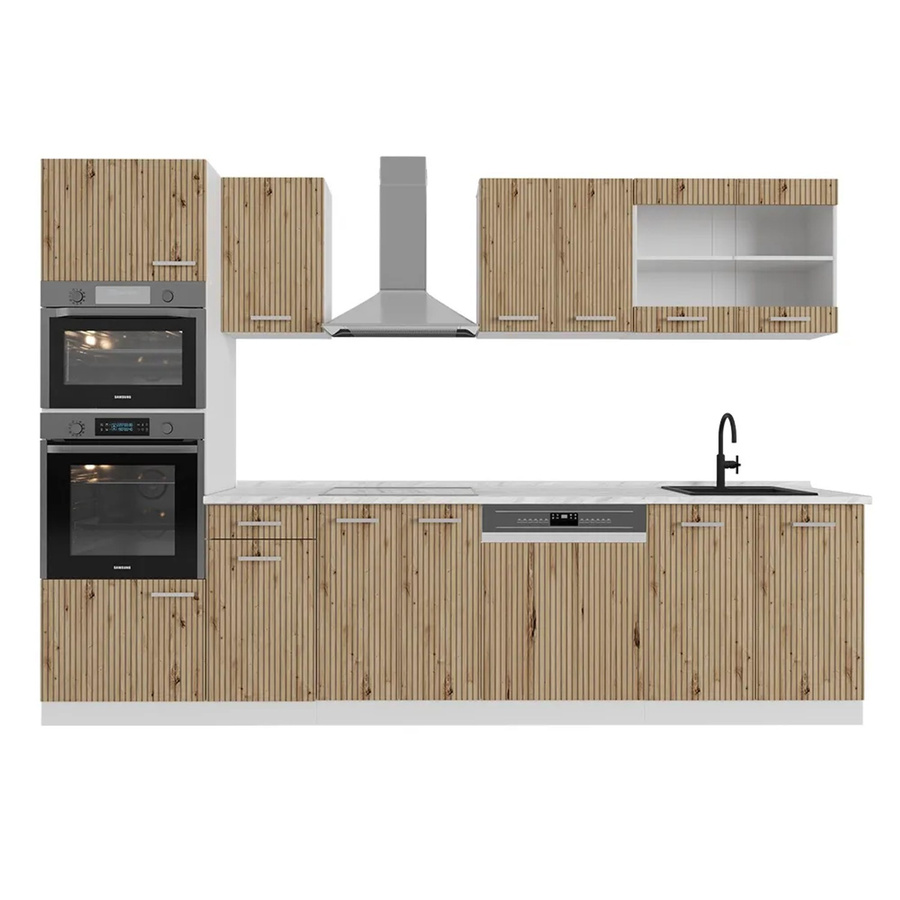 Vicco R-Line Küchenzeile Artisan Eiche und Weiß mit Hochschrank, Breite: 300 cm - Bild 2