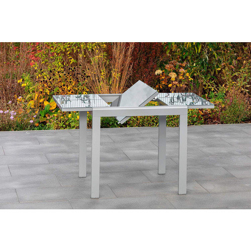 MERXX Ausziehtisch Semi mit Sicherheitsglas in Silber, B/T/H: 70 x 80 x 75,5 cm - Bild 2