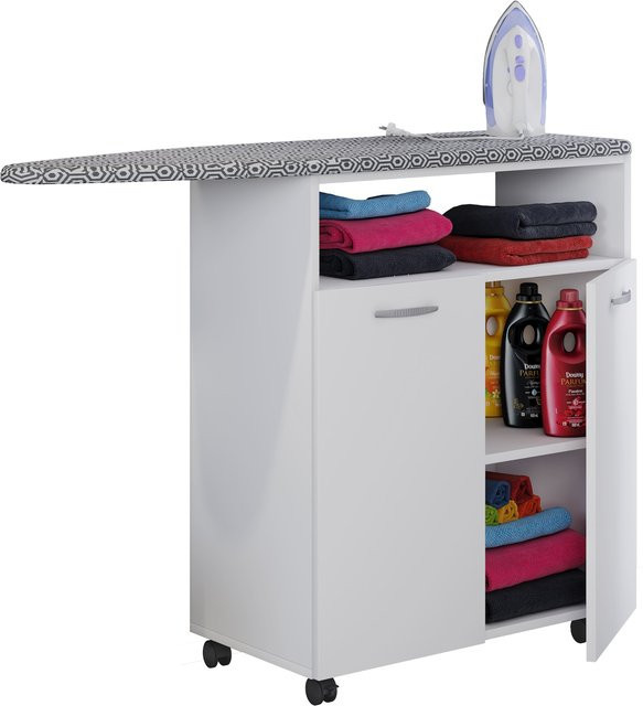 VCM Bigilo Sideboard Bügelschrank aus Holz und Metall in Weiß Matt, H x B x T: 86 x 112 x 37 cm - Bild 1