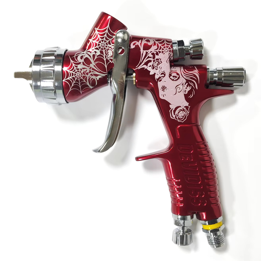 DeVIDISS Pro LITE GTE20 1.3 TIP Professionelles Autolack-Sprühgerät in Rot mit 600 ml Fassungsvermögen - Bild 5
