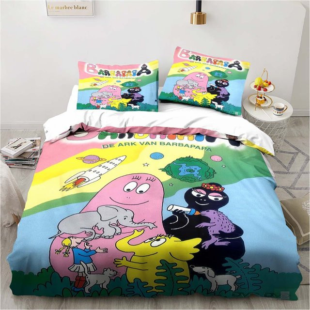 Barbapapa Bettwäsche-Set mit Cartoon-Motiv aus Polyester, bestehend aus Bettbezug und Kissenbezug, Mehrfarbig, Breite: 135 cm, Länge: 200 cm - Bild 1
