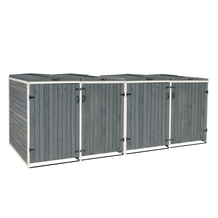 Erweiterbare Mülltonnenverkleidung MCW-H74 Mülltonnenbox aus Holz in Grau-Weiß, B/T/H: 316 x 126 x 98 cm - Bild 2