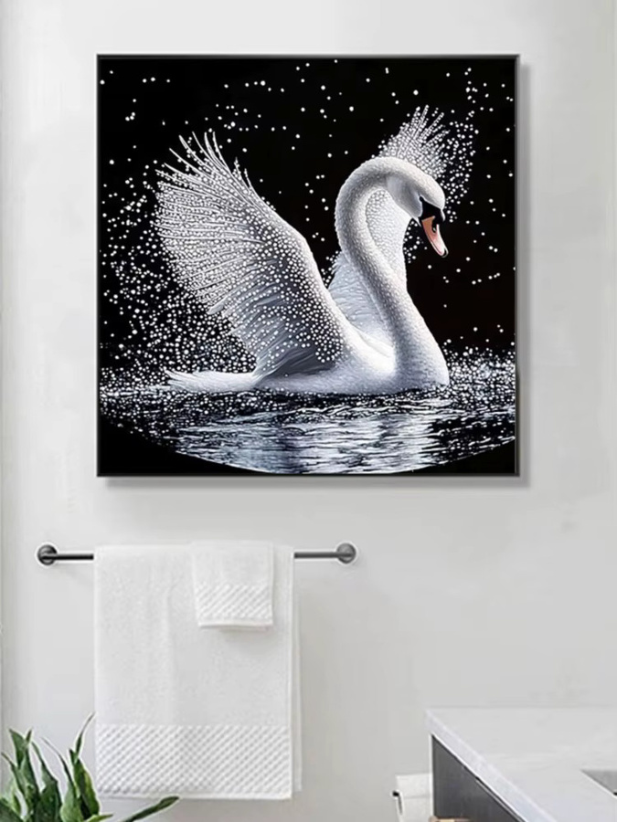 Huacan 5D-Diamantgemälde Schwan Diamantmosaik zum Selbermachen B/H: 20 x 20 cm - Bild 4