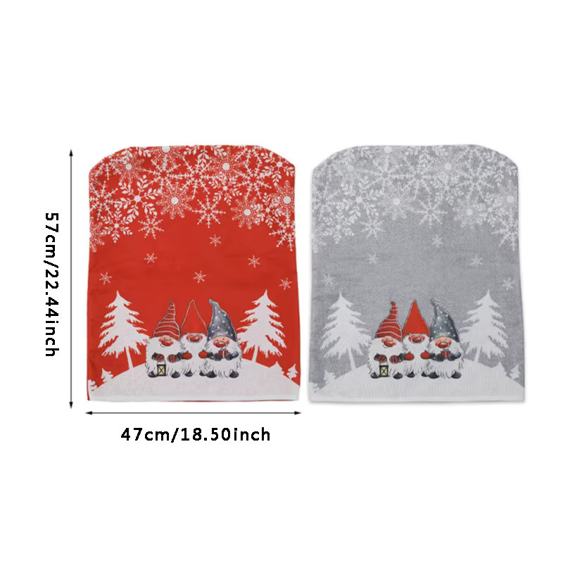 Beeinch Weihnachtsstuhlhussen mit Weihnachtsmann-Schneeflocken und Weihnachtsbaum Motiv in Grau - Bild 2