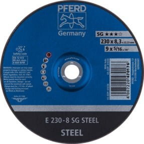 PFERD Schruppscheibe SG STEEL Leistungslinie Blau Durchmesser: 230 mm, Breite: 8,3 mm, Bohrung: 22,23 mm - Bild 1