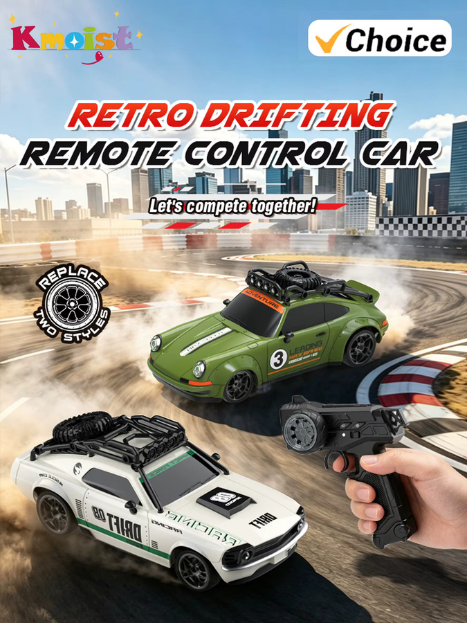 Kmoist Retro RC-Auto, ferngesteuertes Rennfahrzeug, 1:18, mit Lichtern - Bild 5