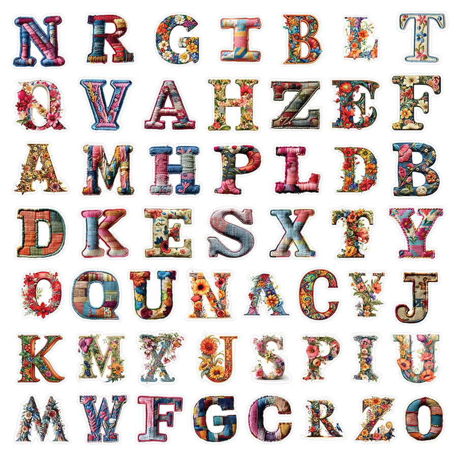 52 Retro-Botanik-Buchstabenaufkleber in Multicolour für Laptops und Sammelalben von RecordingYourLife Store - Bild 4
