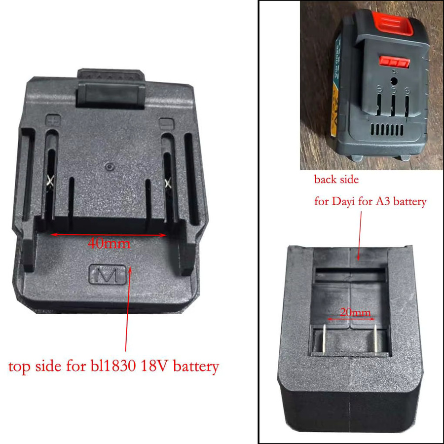 Vibratite Batterie Adapter Konverter für Li-Ion Akkus BL1830 BL1840 BL1850 passend für Dayi A3 2106 Power Tools in Schwarz - Bild 2