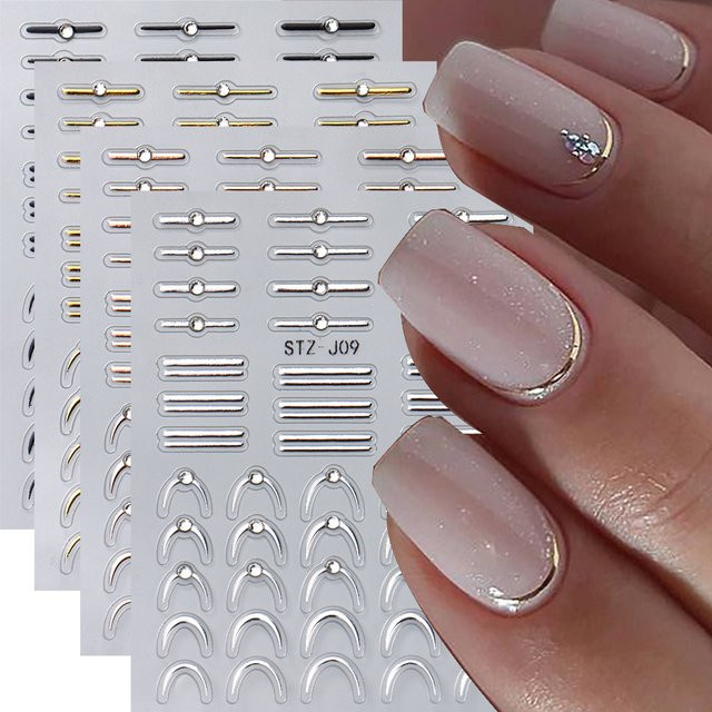Full Beauty Nagel Aufkleber, 5D Strass, Gold Silber, Glänzend - Bild 1