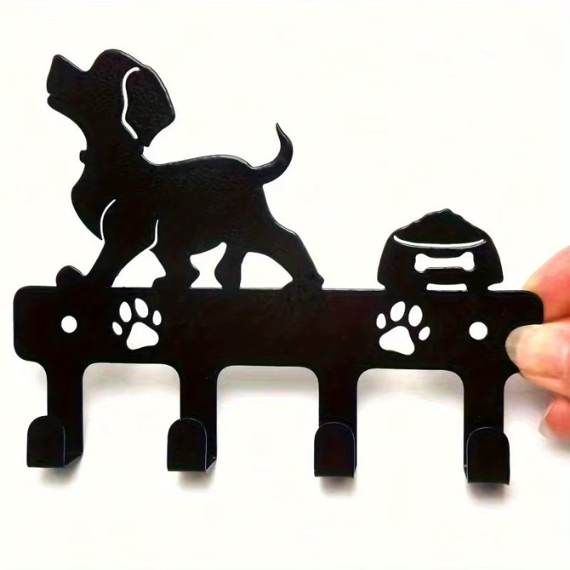 CIFBUY Wandaufbewahrung aus Metall in Schwarz für Hunde als Schlüssel- und Handtuch-Organizer - Bild 3
