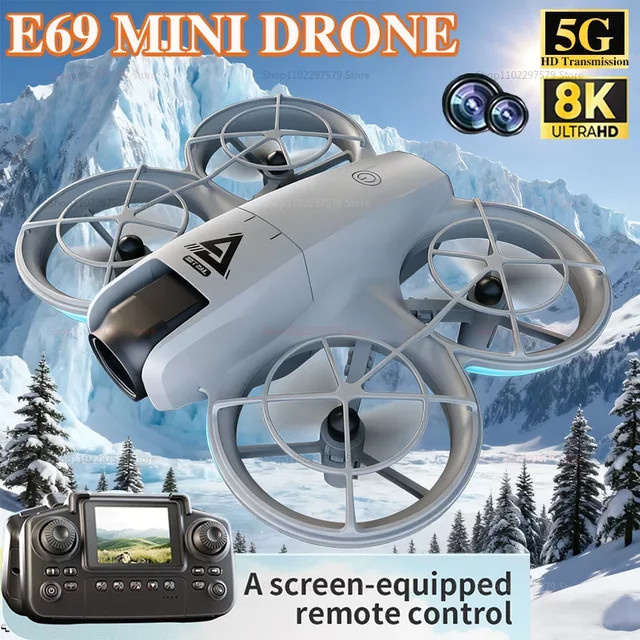 E69 Mini RC Drohne mit 8K HD Kamera, LED und 5G FPV WiFi Fernsteuerung, Quadcopter mit Hindernisvermeidung für Kinder und Erwachsene - Bild 1