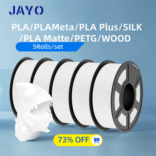 JAYO 3D Filament Set 1,75 mm für FDM Drucker, verschiedene Materialien und Farben, 5 Rollen - Bild 1