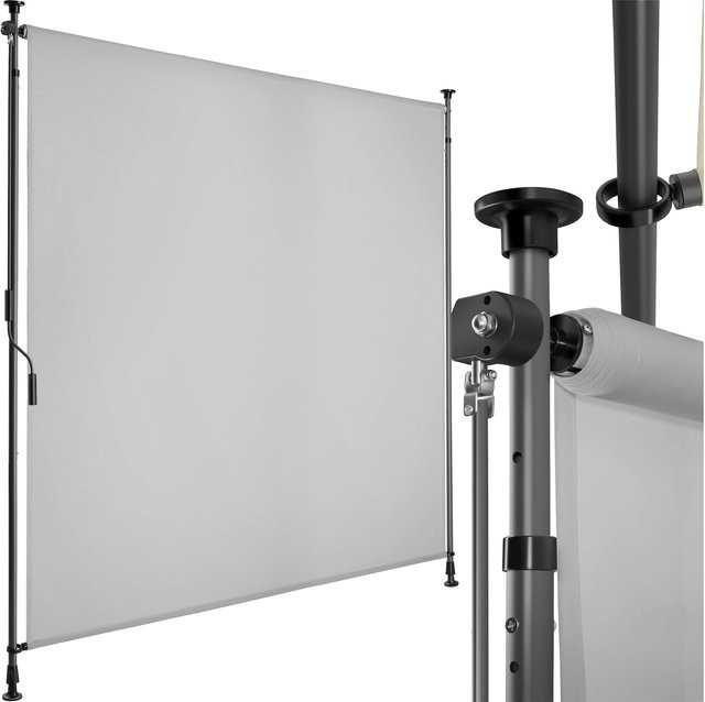 tectake Klemmmarkise Taija Hellgrau, höhenverstellbar mit Handkurbel, B/T/H: 310 x 158 x 7 cm - Bild 1