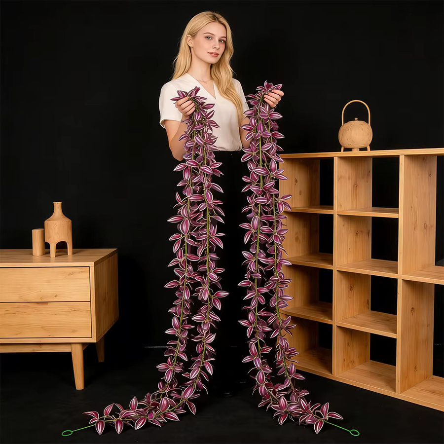 Künstliche Eukalyptus-Hängepflanzen von Kmitang in Rot und Lila, 175 cm lange Seidenranken für deine Heim- und Hochzeitsdekoration - Bild 3
