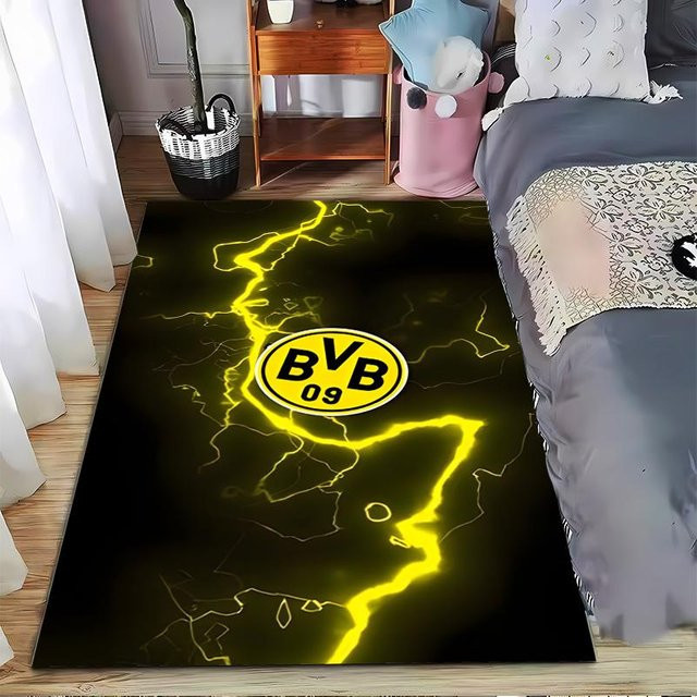 Nimbus Carpet Teppich mit Blitzmuster und BVB 09 Logo-Design in Gelb und Schwarz, Antirutsch und Waschbar, B/B: 100 x 150 cm - Bild 1