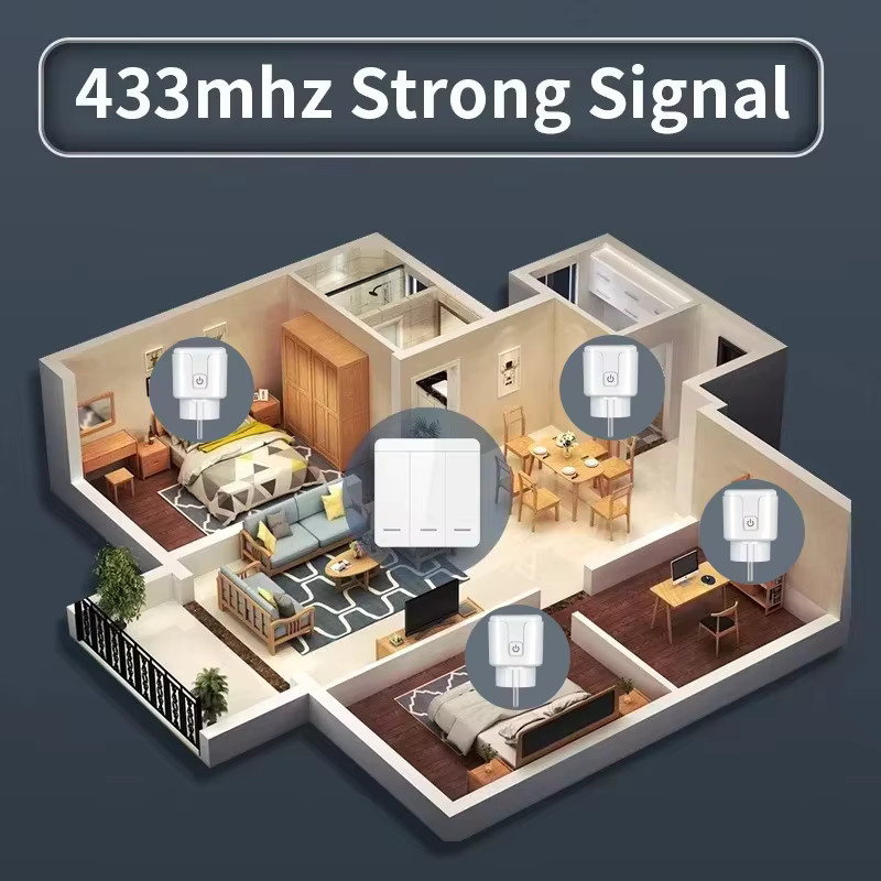 kebidumei Kabelloser Steckdosenschalter mit Wandschalter Set, 433MHz, EU FR Stecker, 230V, 16A, Farbe: Weiß - Bild 2